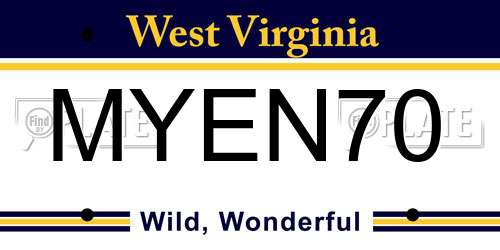 MYEN70 West Virginia License Plate