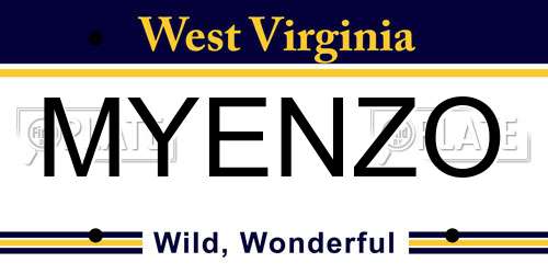 MYENZO West Virginia License Plate