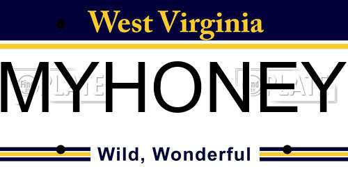 MYHONEY West Virginia License Plate