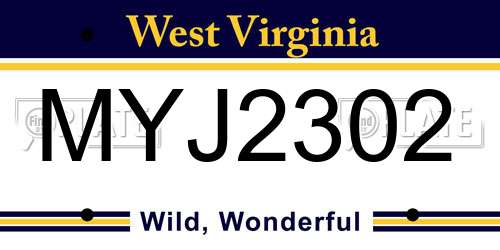 MYJ2302 West Virginia License Plate
