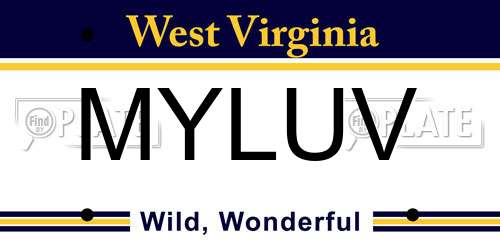 MYLUV West Virginia License Plate