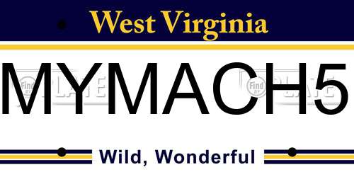 MYMACH5 West Virginia License Plate