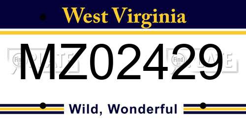 MZ02429 West Virginia License Plate