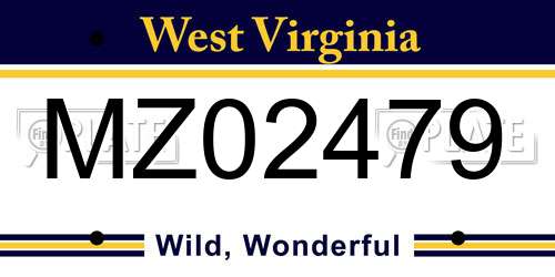 MZ02479 West Virginia License Plate