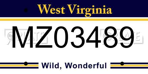 MZ03489 West Virginia License Plate