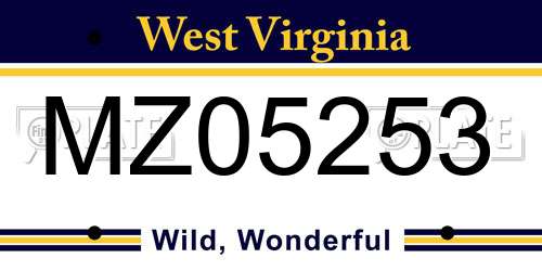 MZ05253 West Virginia License Plate