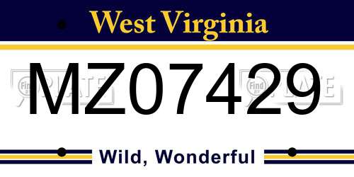 MZ07429 West Virginia License Plate