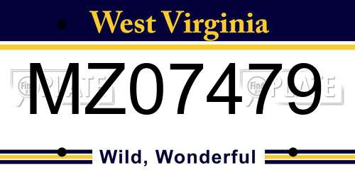 MZ07479 West Virginia License Plate