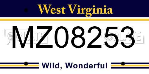 MZ08253 West Virginia License Plate