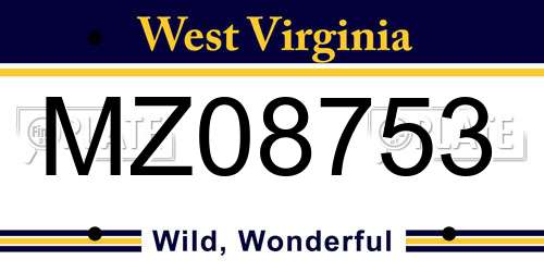 MZ08753 West Virginia License Plate