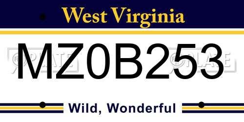 MZ0B253 West Virginia License Plate