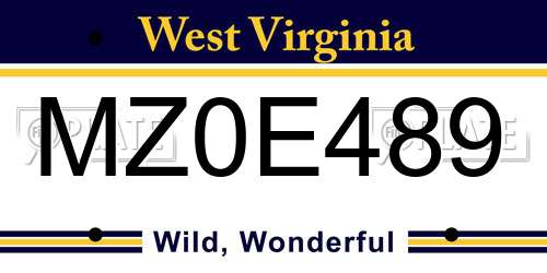 MZ0E489 West Virginia License Plate