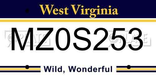 MZ0S253 West Virginia License Plate