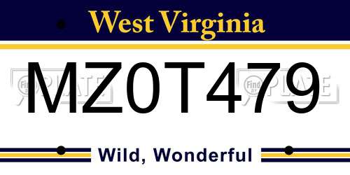 MZ0T479 West Virginia License Plate