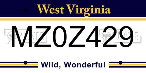 MZ0Z429 West Virginia License Plate