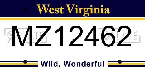 MZ12462 West Virginia License Plate