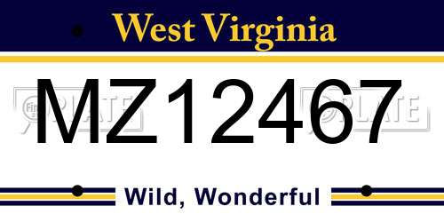 MZ12467 West Virginia License Plate