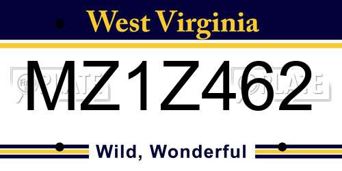 MZ1Z462 West Virginia License Plate