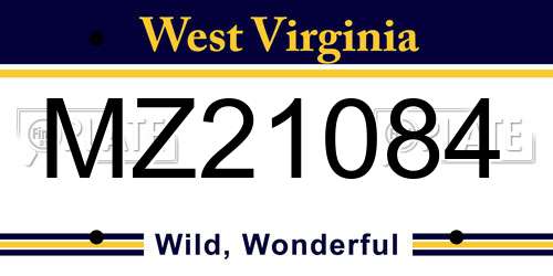 MZ21084 West Virginia License Plate