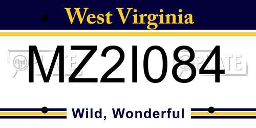 MZ2I084 West Virginia License Plate