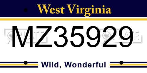 MZ35929 West Virginia License Plate