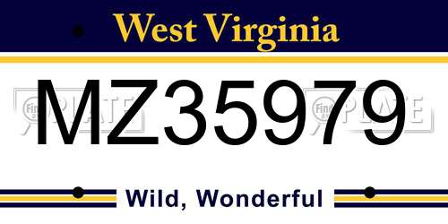 MZ35979 West Virginia License Plate