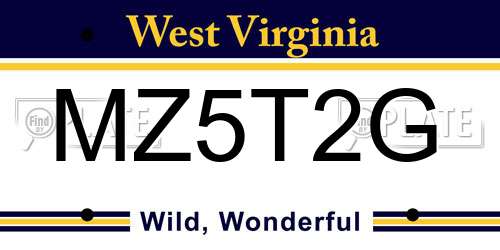 MZ5T2G West Virginia License Plate