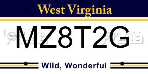 MZ8T2G West Virginia License Plate