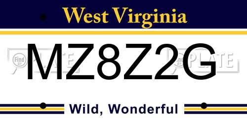 MZ8Z2G West Virginia License Plate