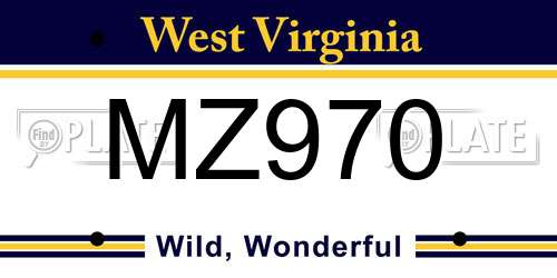 MZ970 West Virginia License Plate