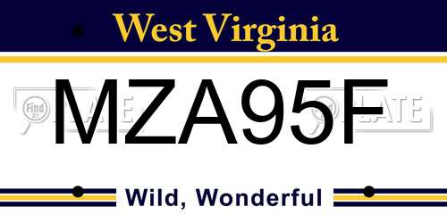 MZA95F West Virginia License Plate