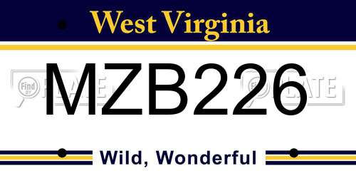 MZB226 West Virginia License Plate