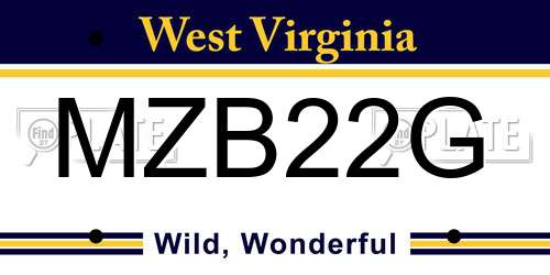 MZB22G West Virginia License Plate