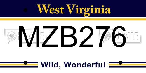 MZB276 West Virginia License Plate