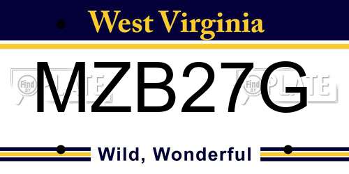 MZB27G West Virginia License Plate