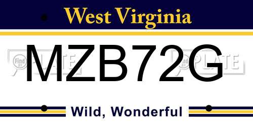 MZB72G West Virginia License Plate