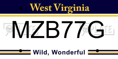 MZB77G West Virginia License Plate