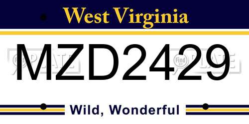 MZD2429 West Virginia License Plate