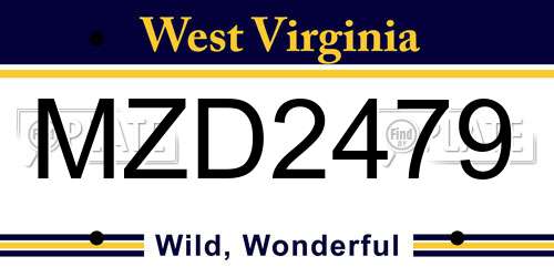 MZD2479 West Virginia License Plate