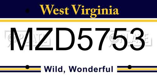 MZD5753 West Virginia License Plate