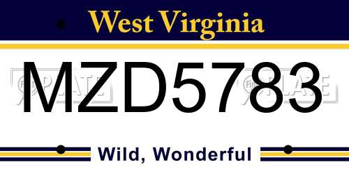 MZD5783 West Virginia License Plate