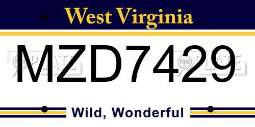 MZD7429 West Virginia License Plate