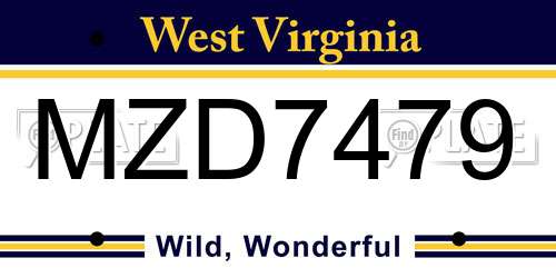 MZD7479 West Virginia License Plate