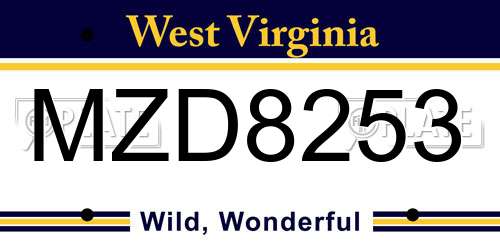 MZD8253 West Virginia License Plate