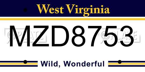 MZD8753 West Virginia License Plate