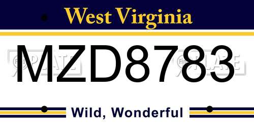MZD8783 West Virginia License Plate