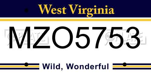 MZO5753 West Virginia License Plate