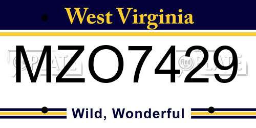 MZO7429 West Virginia License Plate
