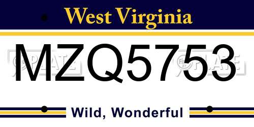 MZQ5753 West Virginia License Plate