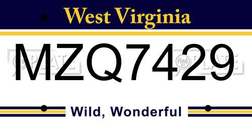 MZQ7429 West Virginia License Plate